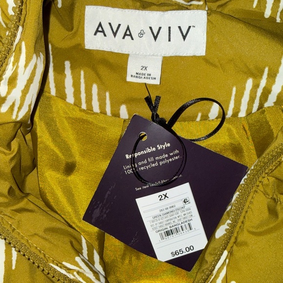 ❄️ NWT! Chartreuse Cross Hatch Puffer Coat - Picture 4 of 5